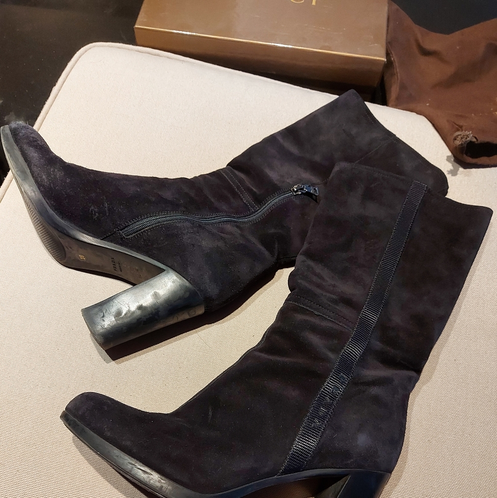 Prada high heel suede boots
